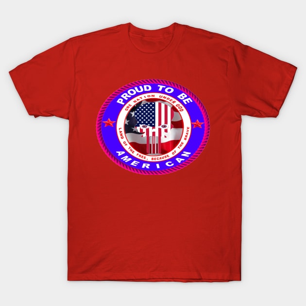 PROUD TO BE AN AMERICAN With SKULL FLAG T-Shirt by Horrific Humor